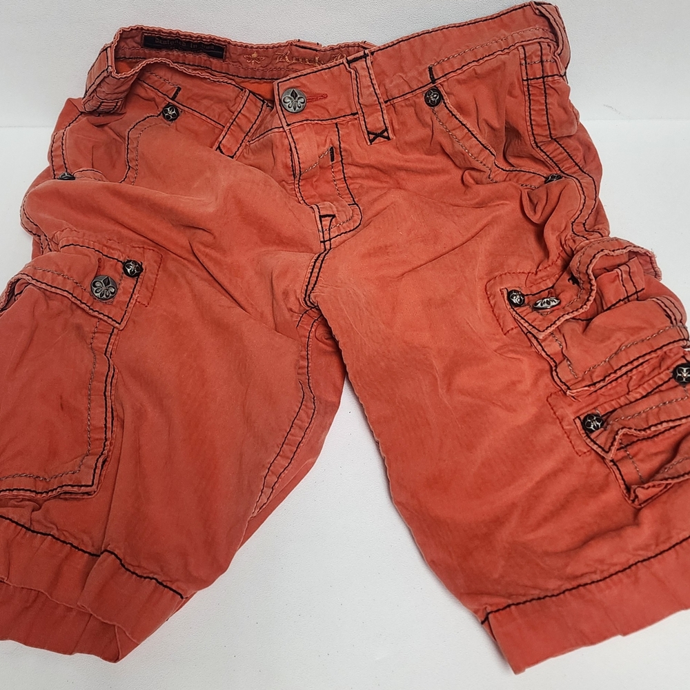 Rock Revival Orange Cargo Shorts 32